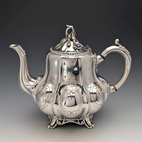 Late 19th Century British Antique Silver Plate Teapot Shaw & Fisher